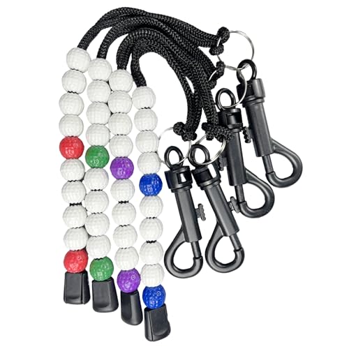 Golf Stroke Counter, 4 Pack Golf Beads Score Counter with Clip for Referee Caddy Golfer