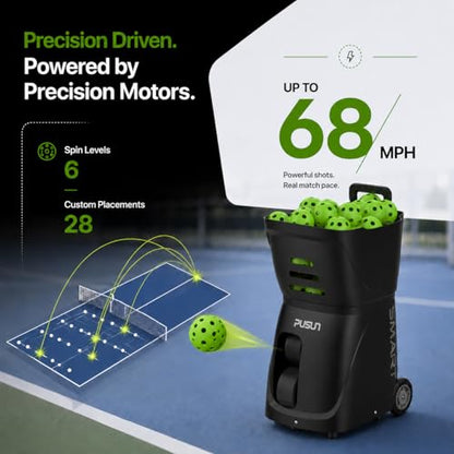 PP-Smart Pickleball Machine with Invertible Hopper | 80+ Ball Capacity, Lightweight 32.6 lb Portable Design, Smart App Control, 28 Landing Points, 10 Drills & ±6 Spin for Mobile Players - color: White