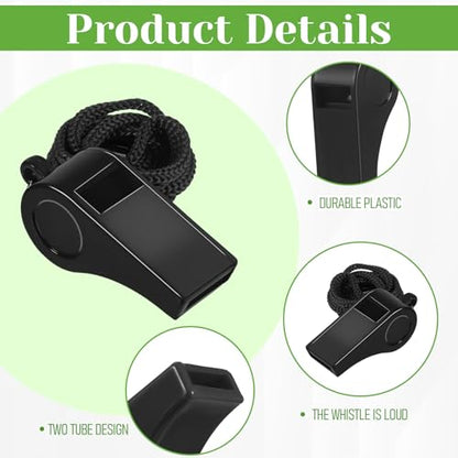 100 Pcs Coach Whistle with Lanyard, Plastic Emergency Whistle Bulk Loud Sound Sports Whistles for Referees Coaches Emergencies Athletes Training Outdoor Sports