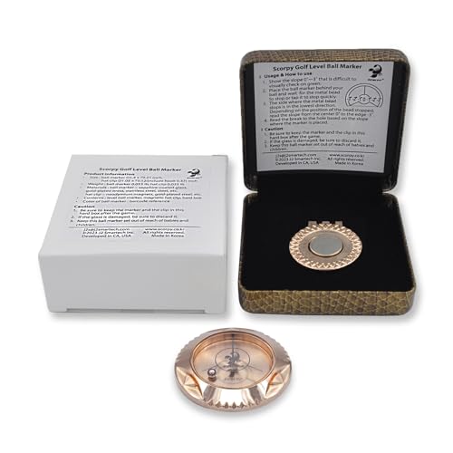 scorpy Golf Level Ball Marker with Metal Bead and Hat Clip, High Precision Putting Green Reading Aid Golf Accessories, Precision Alignment Tool for Perfect Putts