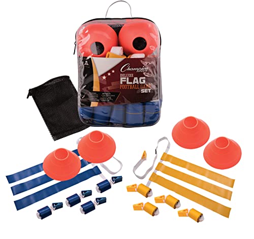 Champion Sports Quick Release Flag Football Set – Durable Belt, 3 Detachable Flags & Adjustable Fit (25”-50”)