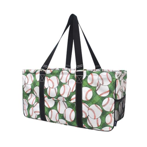 Extra Large Utility Tote Reusable Grocery Bag Oversized Collapsible for Groceries, Storage, Picnic, Beach (Baseball Field- Black) - color: Baseball Field- Black