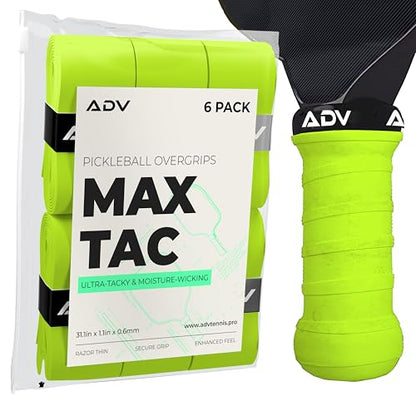 ADV MaxTac Tacky Pickleball Grip Tape - 3, 6, 12-Pack - Extremely Sticky Non-Slip Pickleball Overgrip - Razor-Thin & Easy to Use Pro Pickleball Paddle Grip Tape - color: 6-Pack Volt