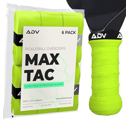 ADV MaxTac Tacky Pickleball Grip Tape - 3, 6, 12-Pack - Extremely Sticky Non-Slip Pickleball Overgrip - Razor-Thin & Easy to Use Pro Pickleball Paddle Grip Tape - color: 6-Pack Volt