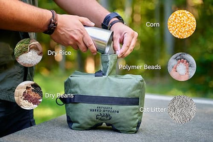 Buffalo Creek Supplies All Weather Durable Front and Rear Shooting Rest Bags, Rifle Rest Sand Bag for Bench Rest Shooting, Hunting, Target & Competitive Sports Shooting-Unfilled