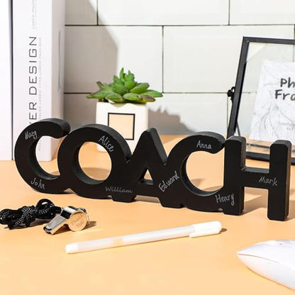 Yalikop 3 Pcs Coach Gifts Football Coach Wood Sign Thank You Whistle Marker Pen Stainless Steel Whistle with Rope for Men Women Soccer Baseball Volleyball Sports Gifts - style: Basic Style