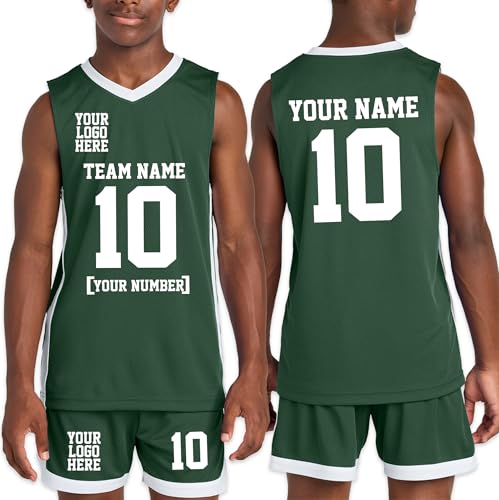 Personalize Your Own Team Basketball Jersey with Your Custom Name and Number Adult Youth Sports Tee - color: Forest Green, size: Medium