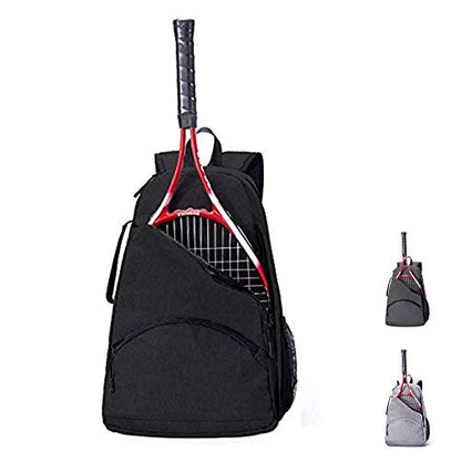QCWN 2 Raquet Tennis Bag,Tennis Bags For Men Women,Tennis Backpack,Durable Tennis Bookbag,Tennis Pickleball Bag,Tennis Bag Waterproof,Raquet Carrier for Balls, Pickleball Paddles, Badminton Rackets - color: Black