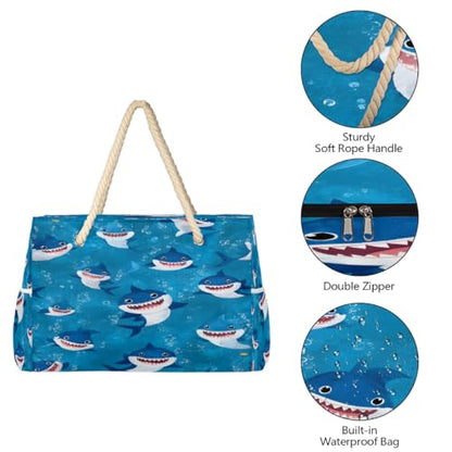 Beach Bag Waterproof Sand-proof Canvas Tote Lightweight Shoulder Bag Suitable for Family outdoor travel - color: D9