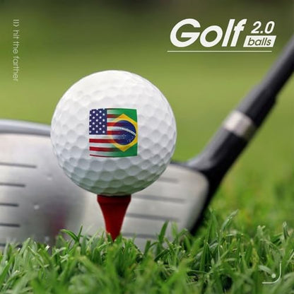 U.S. Brazil Flag Print Golf Balls for Men Women Practice Training Golf Balls for Indoor Outdoor Use