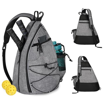 WOLT Pickleball Bag,Crossbody Sling Bags for Women Men,Pickleball Backpack with Fence Hook for Tennis, Racketball - color: Grey_Left