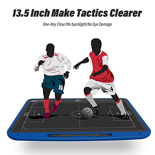 13.5'' Electronic Football Tactical Board, Basketball Coaching LCD Soccer Strategy Board With Stylus Pen, Marker Training Writing Tablet Coach Gifts - color: Football Blue