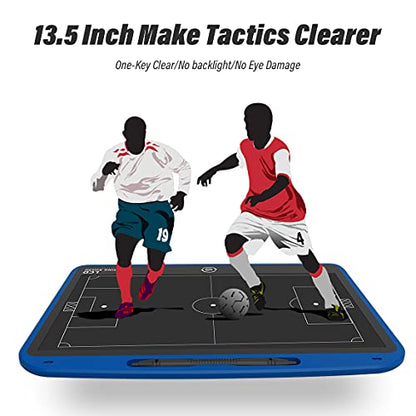 13.5'' Electronic Football Tactical Board, Basketball Coaching LCD Soccer Strategy Board With Stylus Pen, Marker Training Writing Tablet Coach Gifts - color: Football Blue
