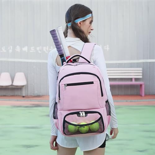 ACESAK Tennis Backpack Tennis Bag for Women Men - Tennis Bag Holds 2 Rackets, Badminton Squash, Pickleball Paddles Balls - color: Pink