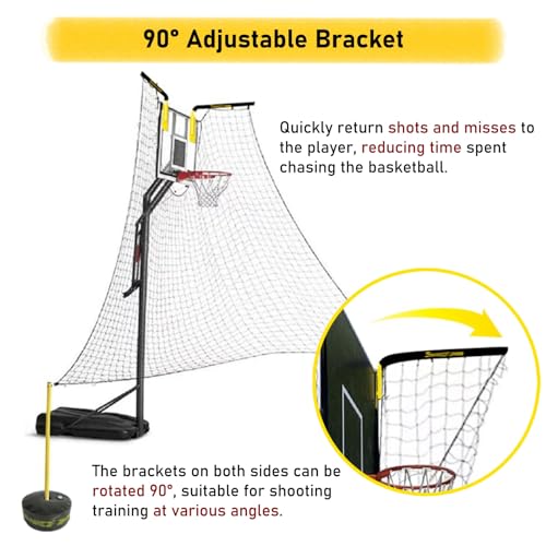 Basketball Return Attachment for Hoop with Net, Rotatable Automatic Shooting Basketball Rebounder Device for Basketball Goal, Gym School for Shot Training Efficiency