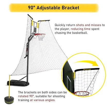 Basketball Return Attachment for Hoop with Net, Rotatable Automatic Shooting Basketball Rebounder Device for Basketball Goal, Gym School for Shot Training Efficiency