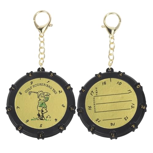 Golf Stroke Counter 4 Pcs 18-Hole Golf Stroke Counter Score Keeper with Keychain Portable Putt Tracker Accessories for Men & Women - color: Gold