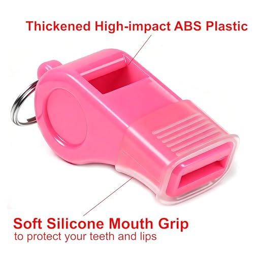 12 Packs Sports Whistles with Lanyard, for Coaches, Referees and Officials - color: Pink