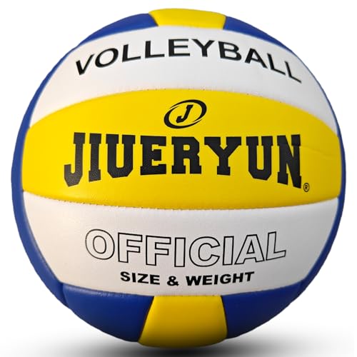 Volleyball, Waterproof Indoor Outdoor Volleyball for Beach Game Gym Training (Official Size 5) - color: YELLOW WHITE BLUE SIZE 5