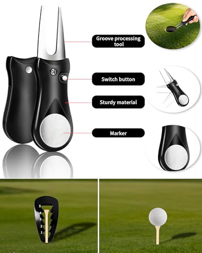 Golf Essentials Kit | Must Have Golf Accessories - Golf Water Brush, Golf Towel, Golf Club Brush, Golf Ball Marker, Divot Repair Tool