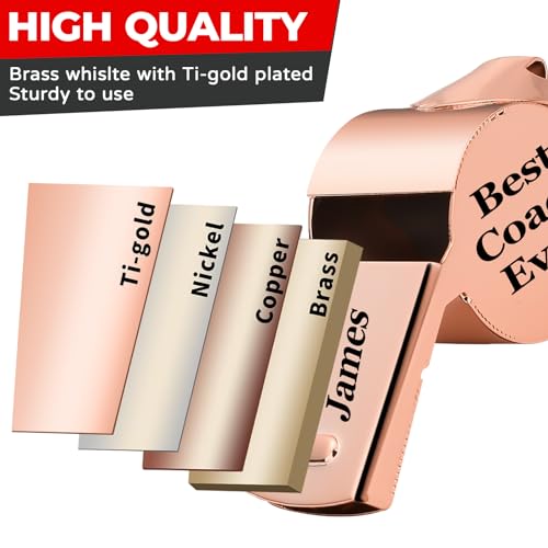 Personalized Whistle for Coach, Silver Whistle Personalized with Lanyard, Appreciation Gift for Referee, Coach, Teacher - color: Rose Gold