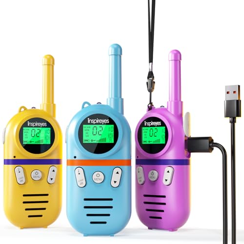 Inspireyes Walkie Talkies for Kids, Rechargeable Long Range 3 Pack, Kids Toys for Boys Girls Ages 3-12, 2 Way Radio Toy, Outdoor Adventure Toys, Camping Hiking Gear, Birthday Gifts for Kids - color: Dreamland Trio, size: 3 Pack