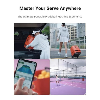 Smart Pickleball Machine with App & Remote Control, External Oscillation, 28 Landing Points, 10 Training Modes, 12-75 MPH, 85+ Ball Capacity, 4-6H Battery - color: Black