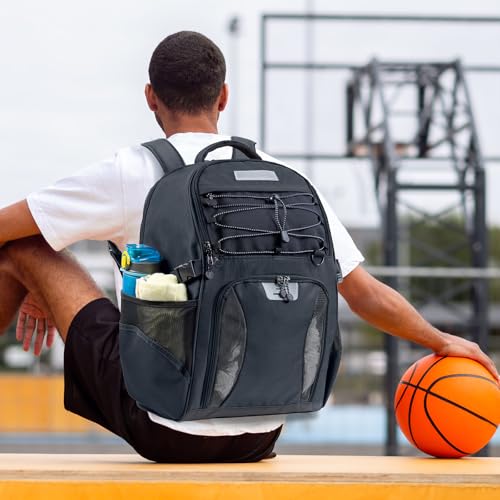 Basketball Bag Backpack with Ball Compartment & Shoe Pocket – Gym Bag for Basketball, Soccer, Football, Volleyball – Large Capacity Athletic Backpack for Youth & Adults, Basketball Gifts - color: Black Style B