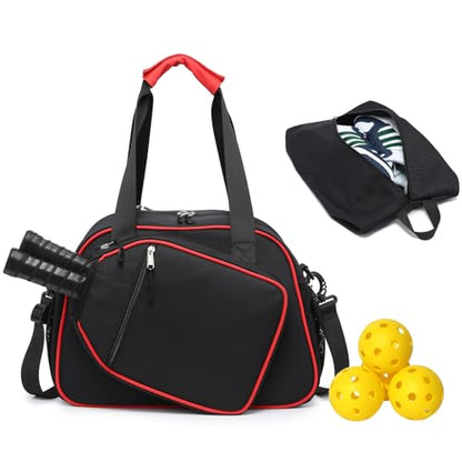 Crossbody Pickleball Bag with Shoes Bag 2PS for Women and Men, Waterproof Pickle Ball Bag Tote Shoulder Bag
