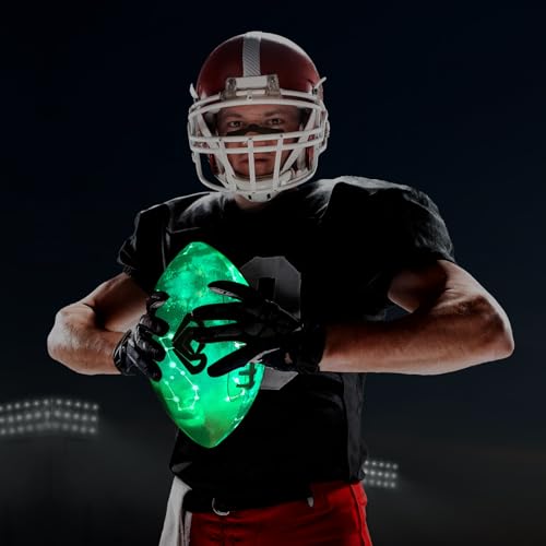Glow in The Dark Football Size 9 & Youth Size 6, Luminous Glowing Footballs Super Grip Composite Leather Football Balls with Pump and Ball Carry Bag - color: Size 9 - Blue