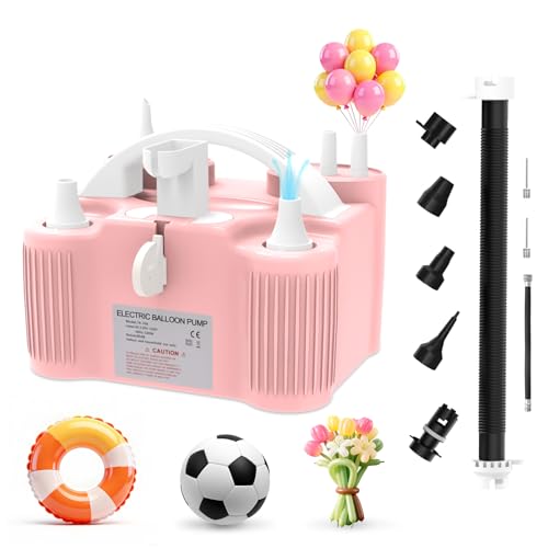 4-in-1 Balloon Pump Electric Balloon Pump Inflador De Globos Electrica Sports Balls Pump for All Balloons Latex Foil 260q Mylar Balloon, Air Cushion Pool Float Yoga Ball Inflator Balloon Machine - color: Pink