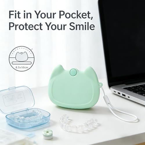 Silicone Retainer Case with Lanyard, WINDSIUUU Portable Cute Travel Retainer Holder Braces Aligner Case with Vent Holes Aligner Retainer Cases for Girls Women Kids Travel Denture Night Guard Container - color: Green