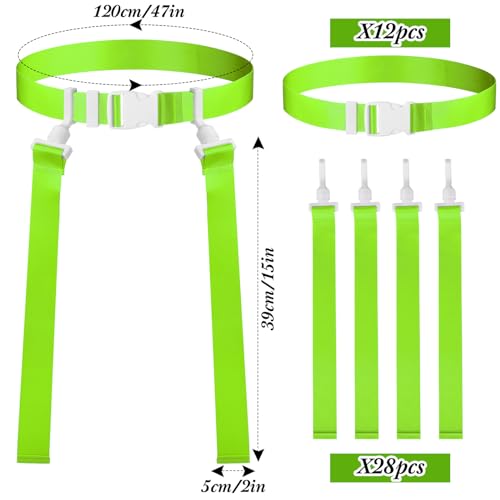 Peryiter 2/12/24/36 Player Flag Football Belt, Adjustable Football Belts and Flags for Kids Youth Adult Sport Team Training - color: Fluorescent Green
