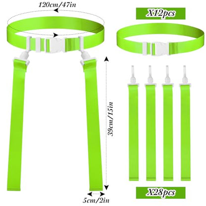 Peryiter 2/12/24/36 Player Flag Football Belt, Adjustable Football Belts and Flags for Kids Youth Adult Sport Team Training - color: Fluorescent Green