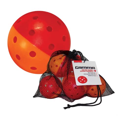 Gamma Two-Tone Outdoor Training Pickleballs, Red/Orange, Yellow/Red, Green/Purple, Practice, High Visibility, Consistent Bounce, Durable, Spin, Tournament Training, 3 Pack, 6 Pack,12 Pack - color: Orange/Red, size: 6 Pack