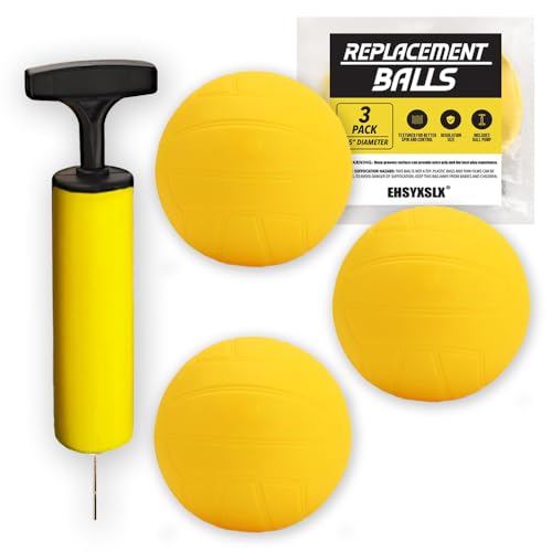Spike Replacement Game Balls 3-Pack with Pump Compatible with Spike Standard Game Set and Other Round Net Game | Lawn Beach Volleyball | Strong Bounce Ball (3.5inch)