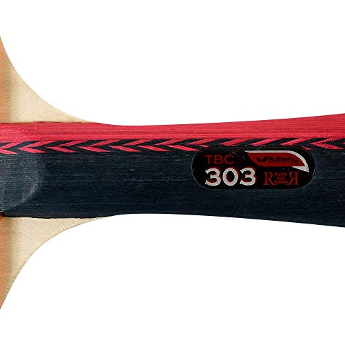 Butterfly B303FL Shakehand Table Tennis Racket - China Series - Racket and Case Set with A Combination Smooth & Pips-Out Rubber - Recommended for Beginning Level Players