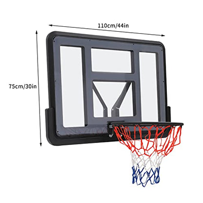 Basketball Backboard Rim Combo, Wall Mounted PET Basketball Hoop, Professional Detachable Basketball Backboard Replacement for Home Training/Club/Indoor & Outdoor