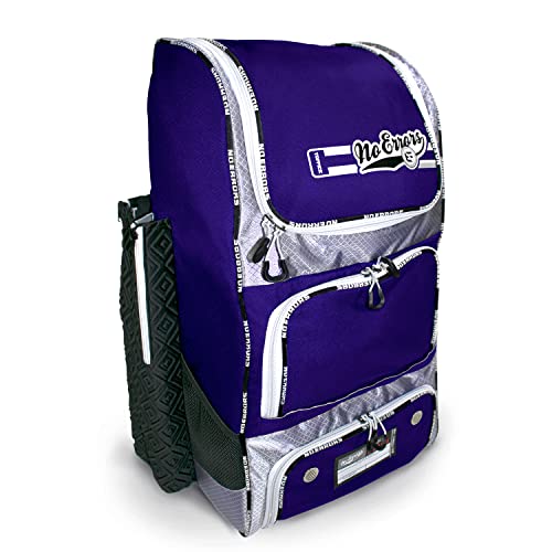 No Errors Top Pick Baseball Backpack for Kids - Heavy Duty Youth Baseball and Softball Bag with Fence Hooks - Dual Glove and Bat Compartments - color: Purple