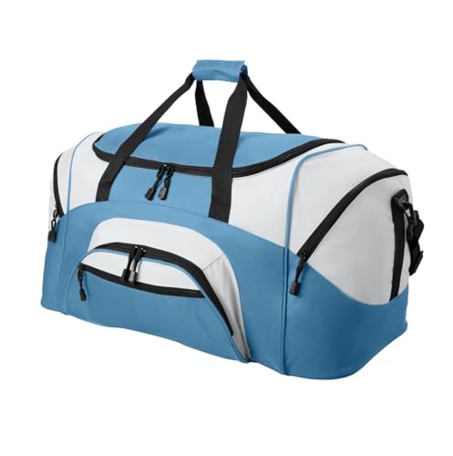 Personalized Large Duffel Bag, Football, Soccer, Basketball, Baseball Duffle Bag, Athlete Gift, Sport Bag, Embroidered Name, Carolina Blue/Grey - color: Carolina Blue/Grey