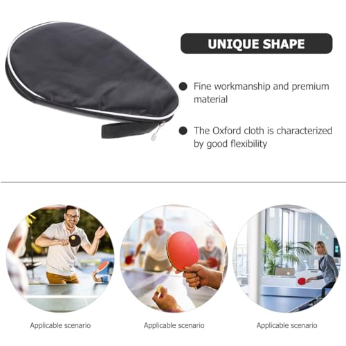 Oxford Cloth Table Tennis Racket Storage Bag with Fixed Ball Holder Protective Organizer for Paddle Gourd Shape Design with Smooth Zipper Portable Sports Carry Case in Black