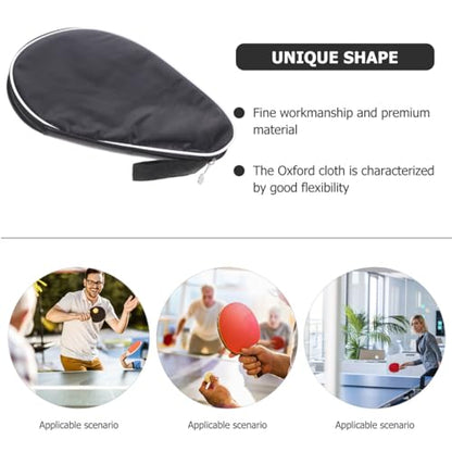Oxford Cloth Table Tennis Racket Storage Bag with Fixed Ball Holder Protective Organizer for Paddle Gourd Shape Design with Smooth Zipper Portable Sports Carry Case in Black