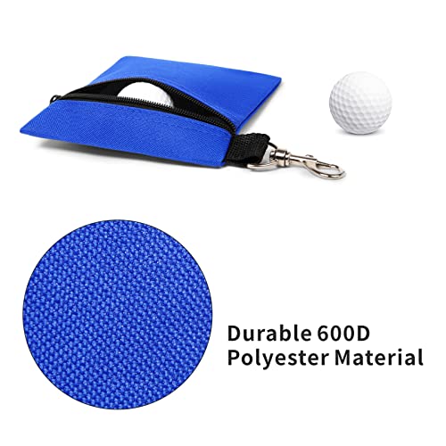 Golf Tee Pouch, 5.62 X 6.87 Inch Professional Zipper Golf Tee/Ball Pouch Bag with Metal Lobster Claw Clip - color: Royal Blue