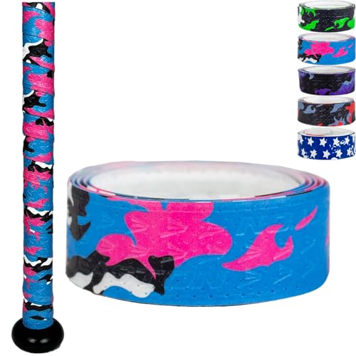 Easton | 1.10mm / 1.80mm FlowTack Bat Grip | Baseball / Softball | Multiple Colors - color: Pink & Blue Camo, size: 1.10mm | Medium Thickness | All Bats
