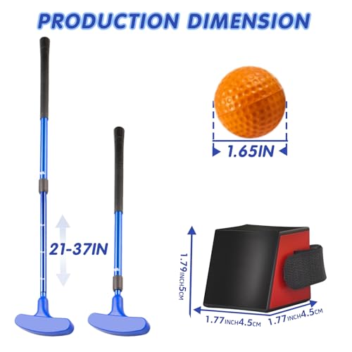 Mini Golf Clubs, 2 Pack Mini Golf Putter and Foam Balls for Men and Women with 2 Golf Training Aid and 6 Foam Golf Balls, Adjustable Length Golf Putter Set Suitable for Teenagers and Adults