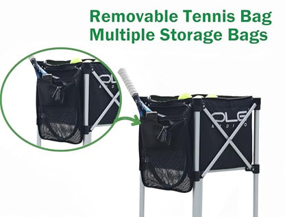 Tennis Ball Hopper Ball Cart, Can Hold 165 Balls Tennis Basket, Foldable and Disassembled Comes Pickleball Hopper with Storage Bag,Suitable for Tennis/Pickleball/Baseball/Softball