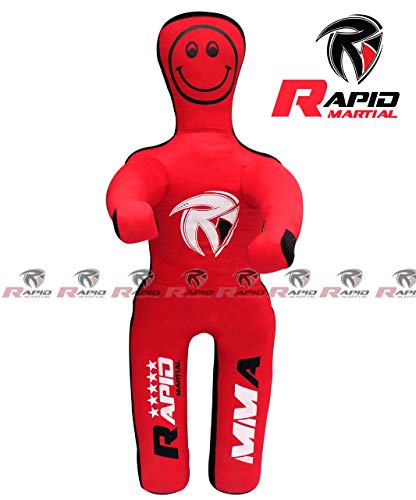 Kids Jiu Jitsu Grappling Dummy Kick Throwing Boxing Practice Dummies for Youth (4 FT 48 in) UNFILLED, None, Red and Black