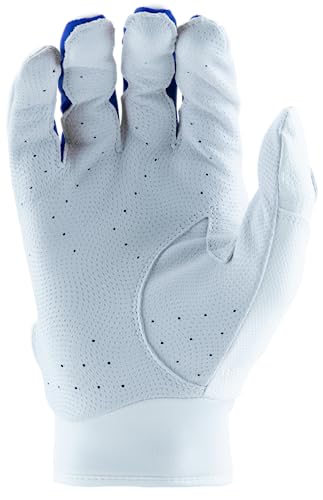Marucci MARUCCI Signature Youth Batting Glove V4 - color: WHITE/ROYAL BLUE, size: Youth Large