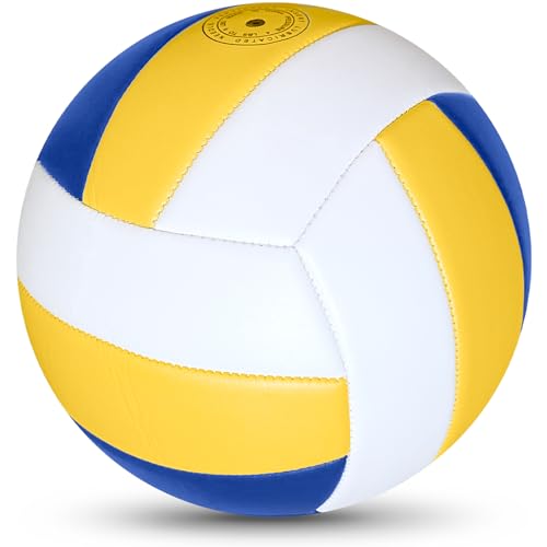 Soft Touch Volleyball Kit - Official Size 5 PU Leather - Indoor Outdoor Volleyballs for Beach Play, Game,Gym,Training -Includes Ball Pumpwith Pump Needles