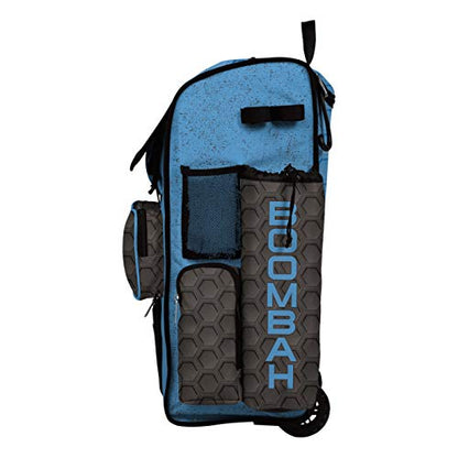 Boombah Rolling Superpack 2.0 3DHC Baseball/Softball Gear Bag - 23-1/2" x 13-1/2" x 9-1/2" - Multiple Colors - Telescopic Handle and Holds 4 Bats - Wheeled Version - color: Dark Charcoal/Columbia